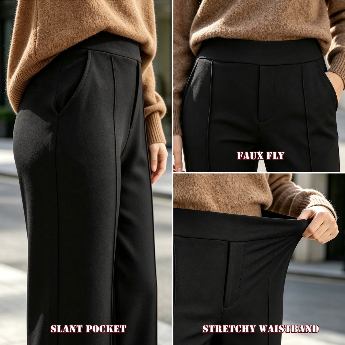 REDESS Sweatpants for Women Wide Leg Casual High Waisted Baggy Sweatpants Worker Wear Pants with Pocket,Black XS-2XL