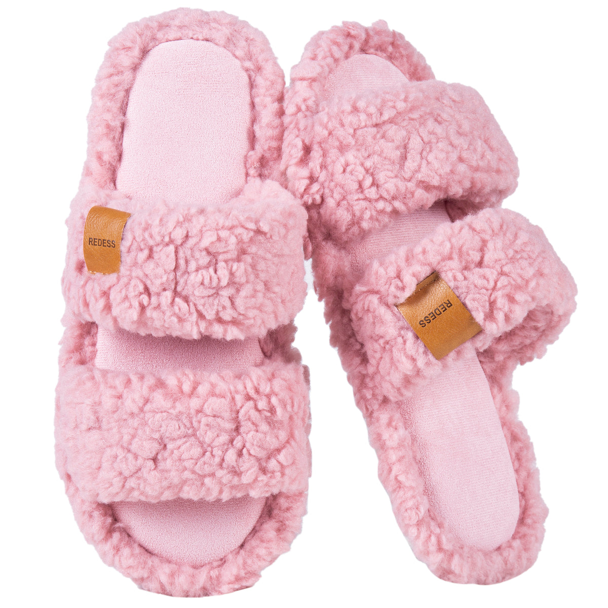 REDESS Slippers for Women Fuzzy Open Toe Womens Slippers Memory Foam House Slippers
