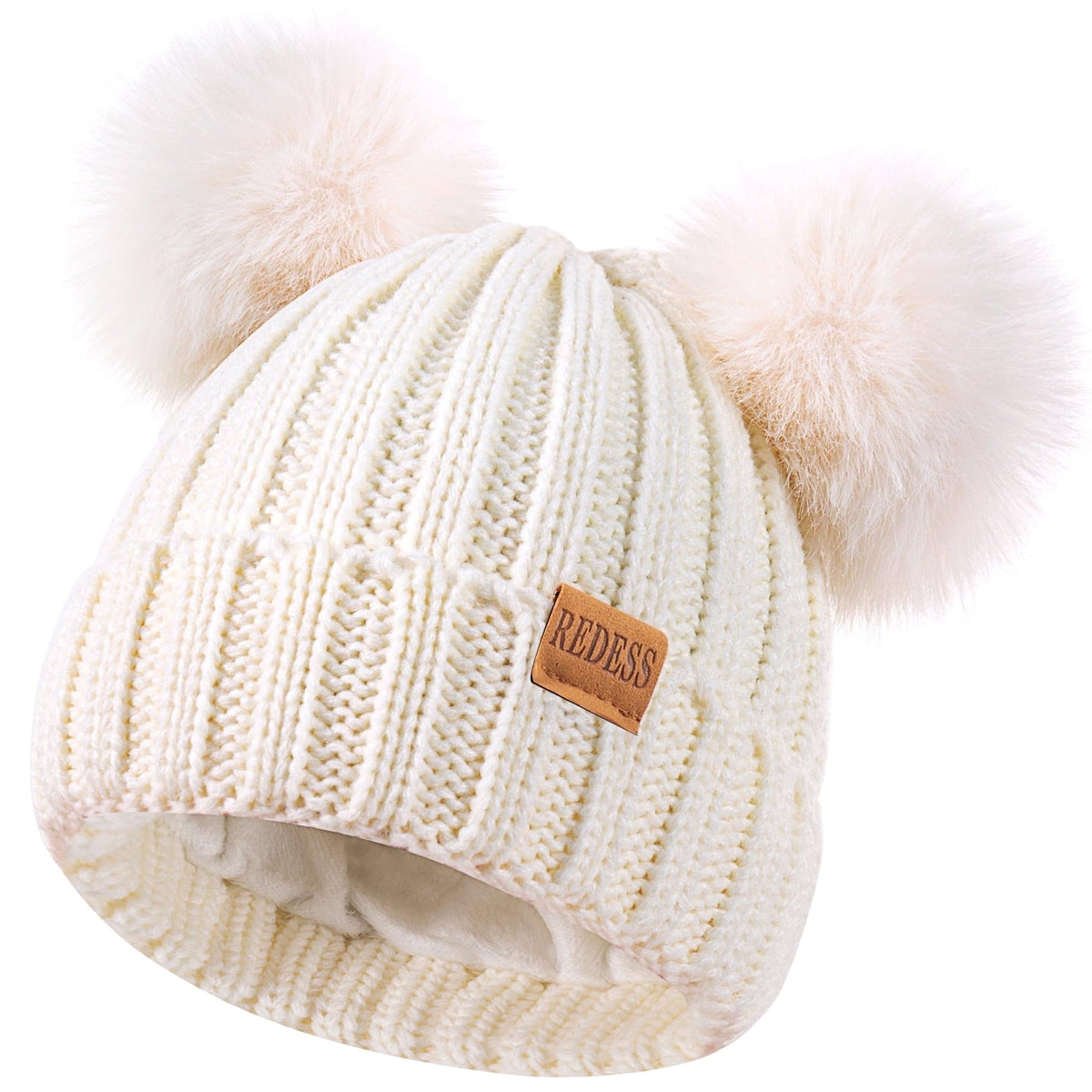 REDESS Winter Beanie Hats for Kids with Warm Fleece Lined, Children's Knit Hat for Boys Girls 5-9 Years Old