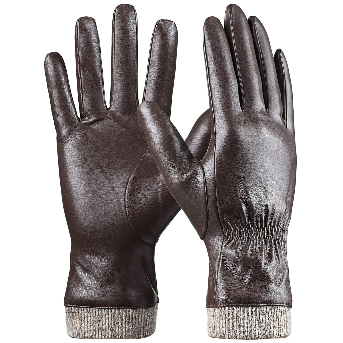 REDESS PU Leather Black Gloves for Women, Soft Winter Thermal Snow Driving Gloves Touchscreen