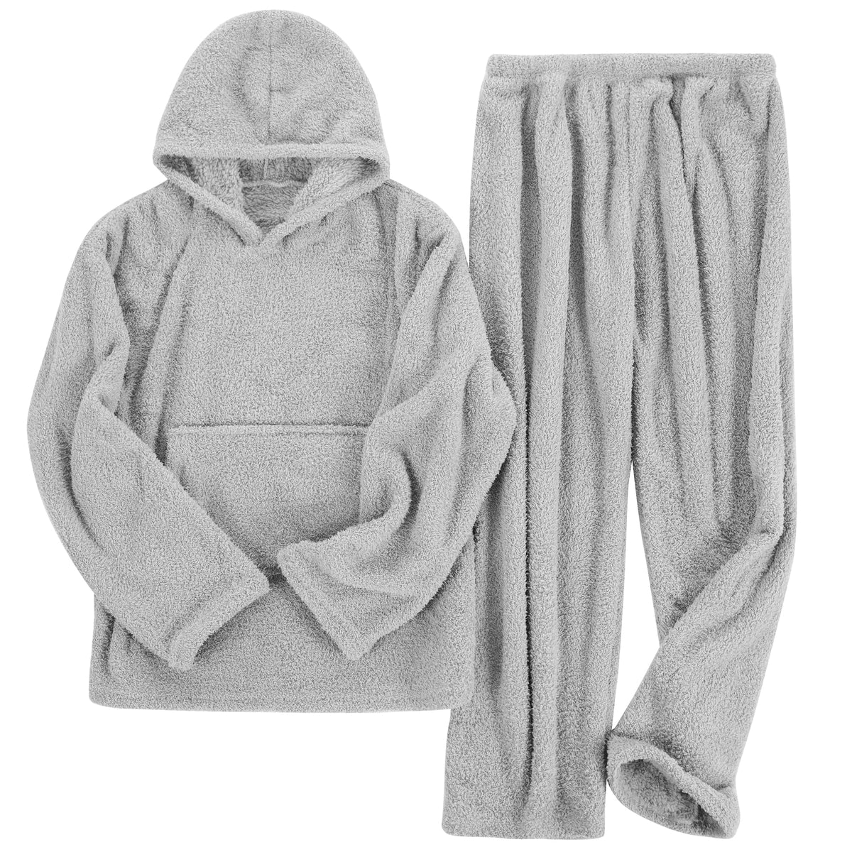 REDESS Women' s Fluffy Pajamas Set Fleece Pullover Pants Loose Plush Sleepwear 2 Piece Pjs Set Warm Loungewear Fuzzy