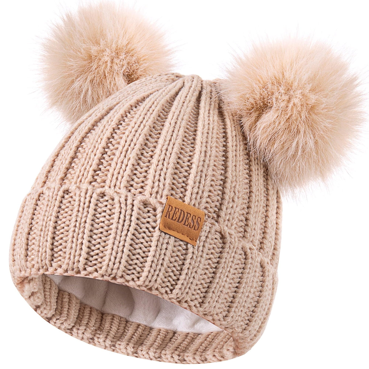 REDESS Winter Beanie Hats for Kids with Warm Fleece Lined, Children's Knit Hat for Boys Girls 5-9 Years Old