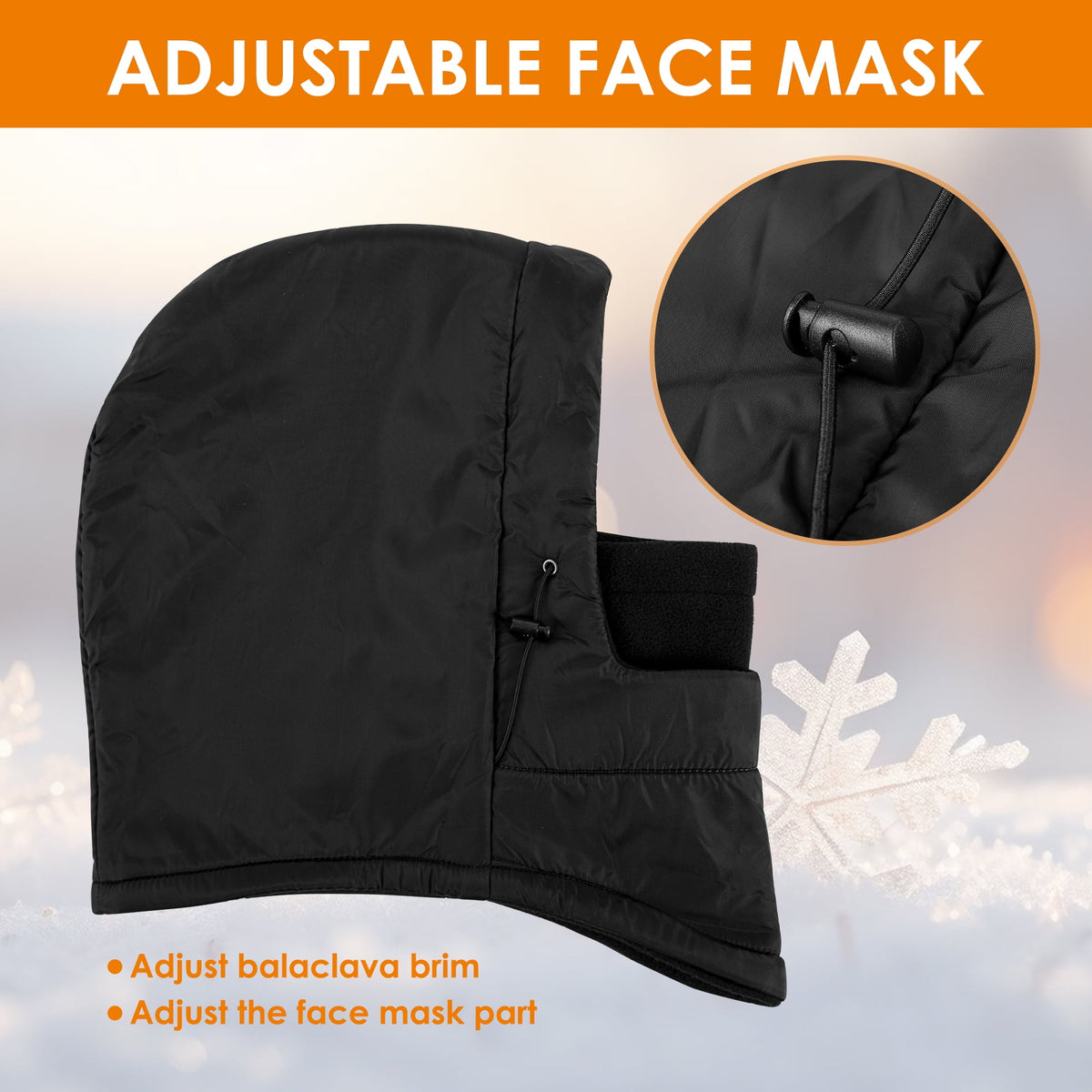 REDESS 2 Pcs Unisex Winter Waterproof Balaclava Face Mask for Men and Women-Black