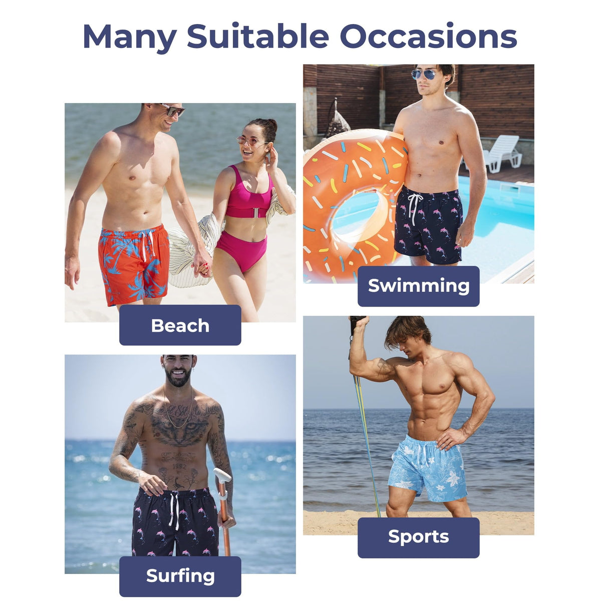 REDESS Mens Swim Trunks with Liner, Mens Athletic Running Workout Shorts 6" Inseam, Sizes S-2XL