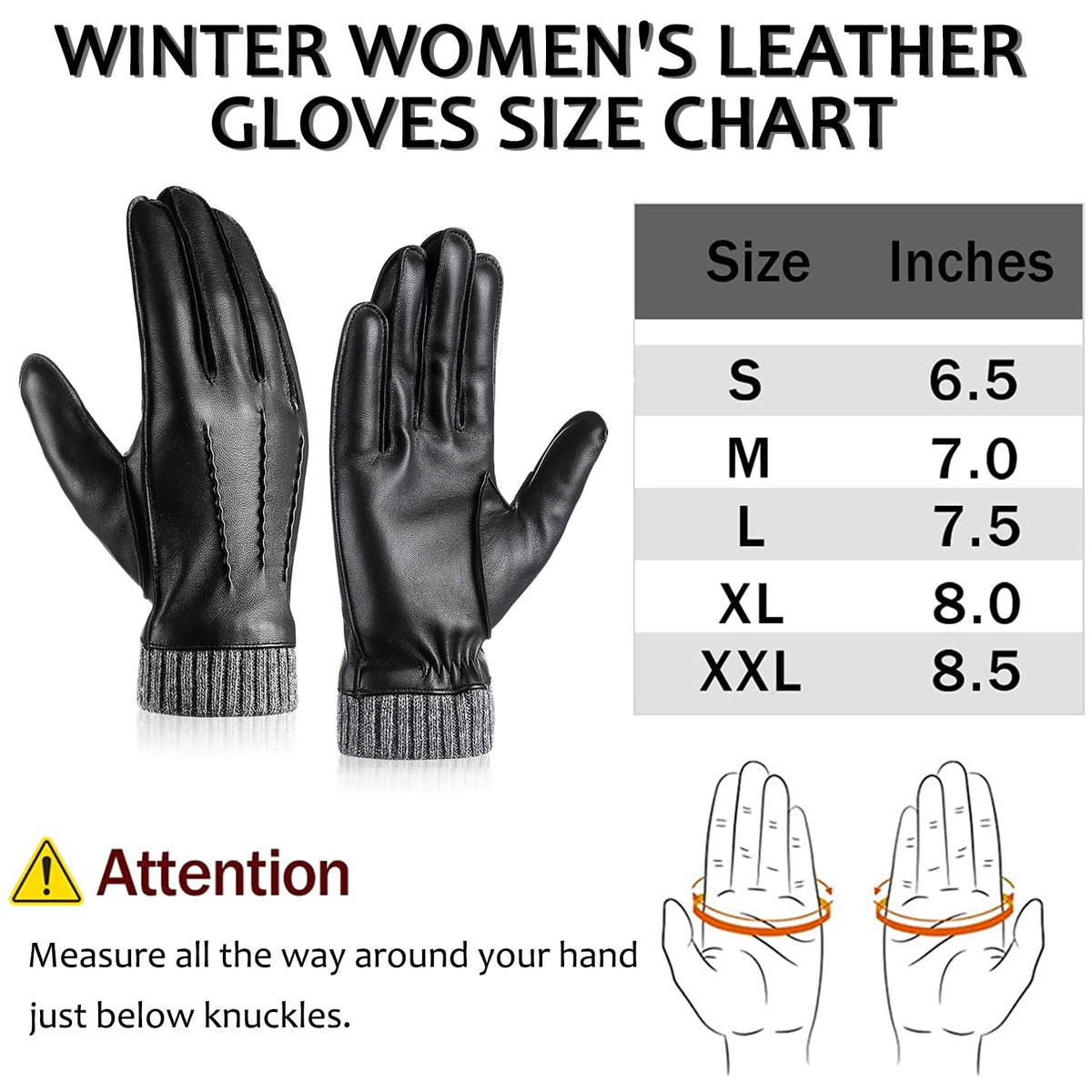 REDESS Winter Warm Genuine Leather Gloves for Men-Black