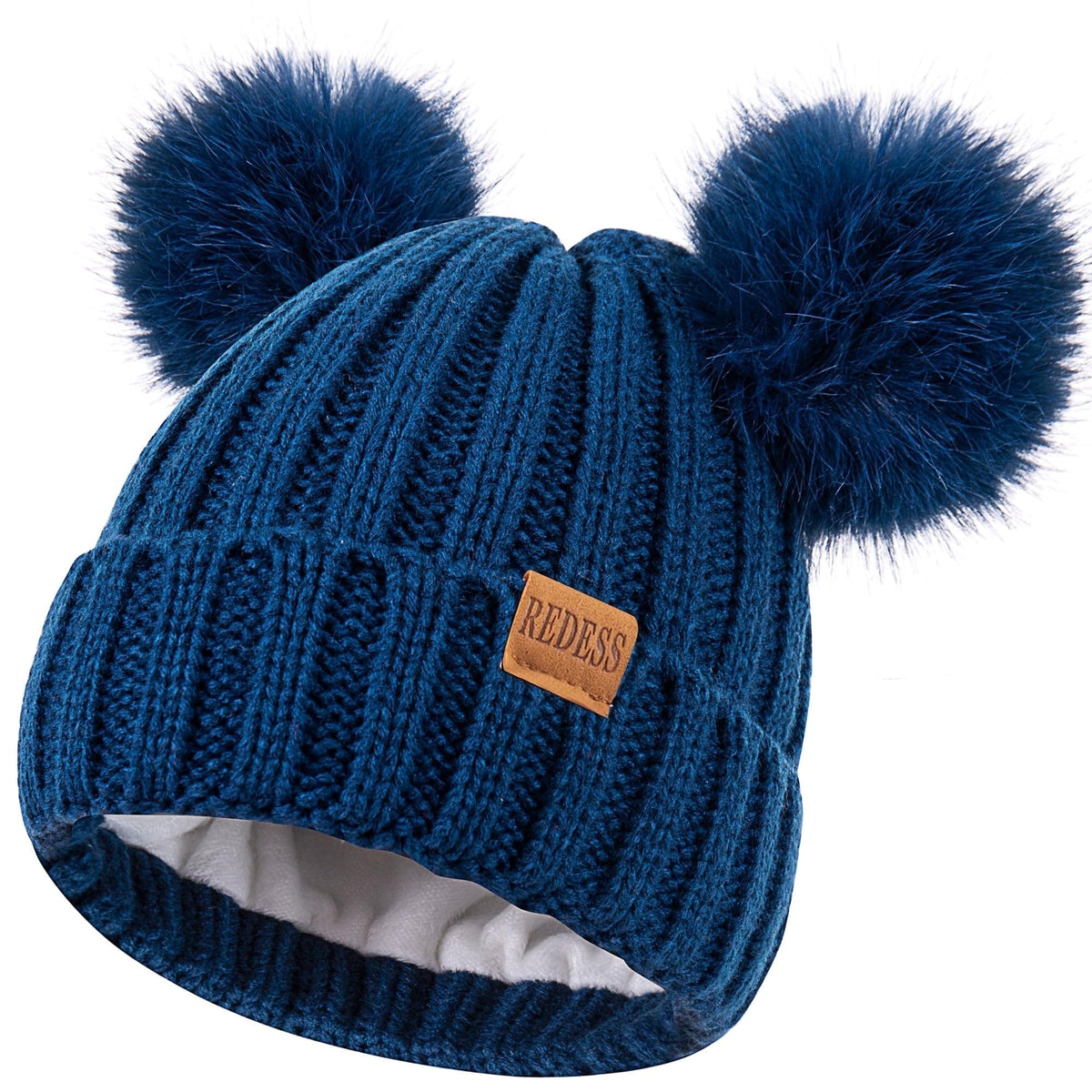 REDESS Winter Beanie Hats for Kids with Warm Fleece Lined, Children's Knit Hat for Boys Girls 5-9 Years Old