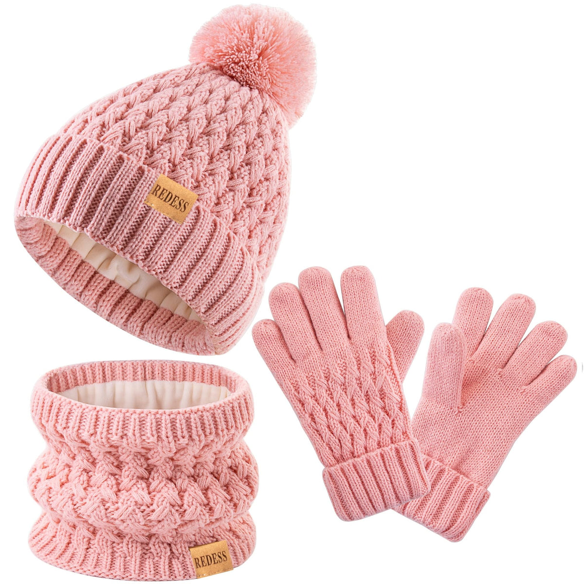 REDESS Unisex Kids Winter Beanie Hat, Gloves and Scarf Set, Acrylic, Multicolor, 3-9 Years