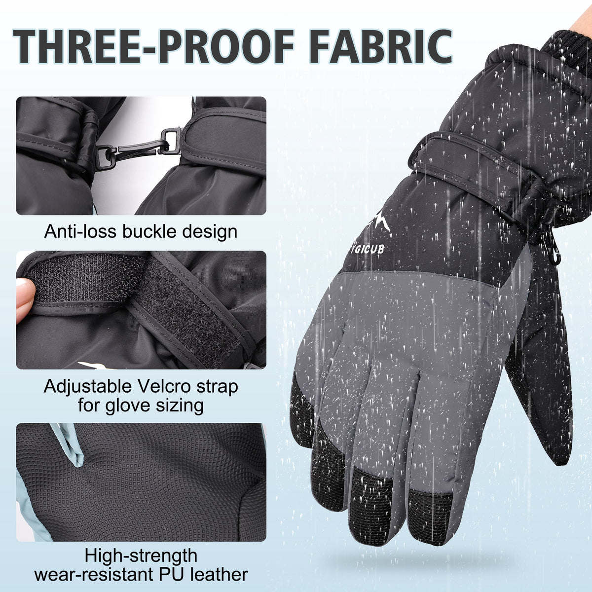 REDESS Unisex Winter Waterproof Touchscreen Ski Gloves for Men and Women, Black