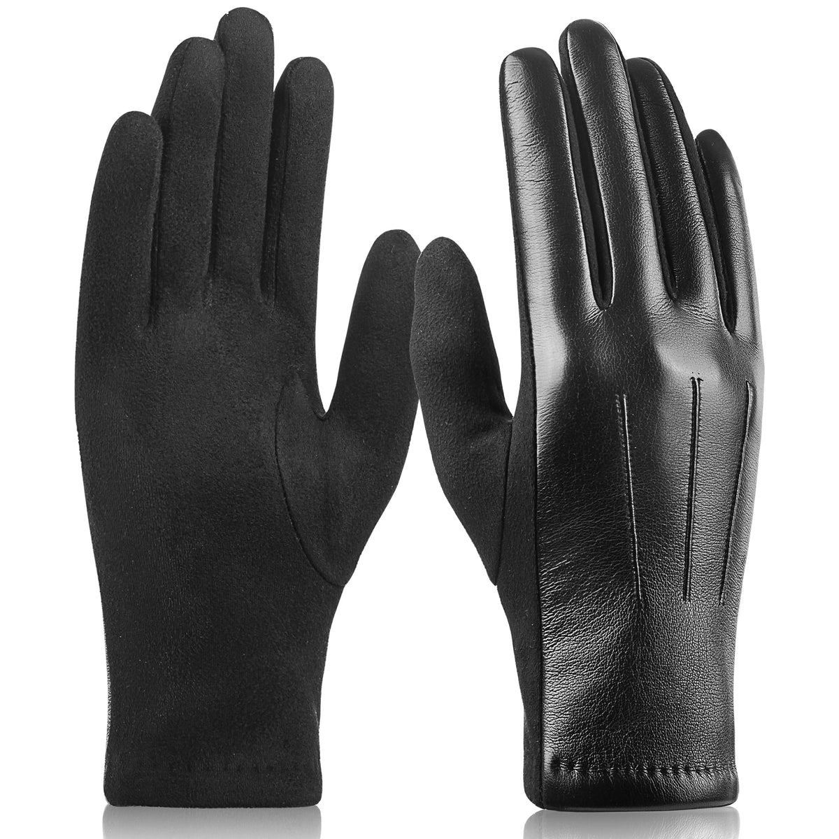 REDESS Women Winter Leather Mitten Gloves with Intelligent Touch Screen 2 Pairs.