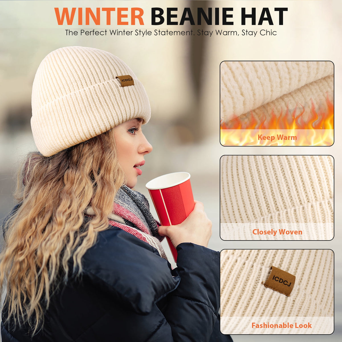REDESS Winter Beanie Hat,Scarf and Gloves sets for Women and Men,Black