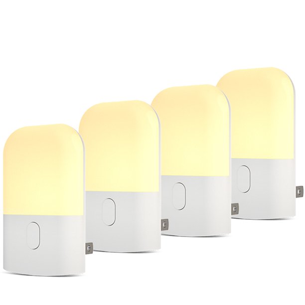 REDESS Night Light, Plug-in, Auto Dusk to Dawn Sensor,Adjustable Brightness and Color, Warm White,Cool White Lights for Bathroom ,Hallway,Bedroom, Kids Room, Kitchen, Stairway, 4 Pack