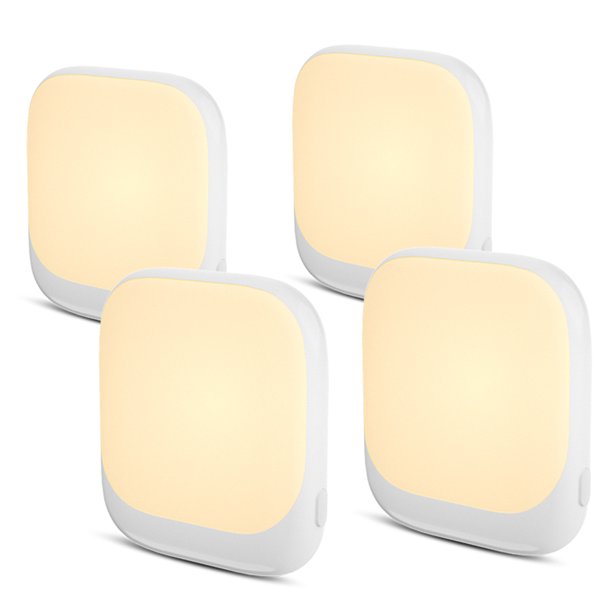 REDESS Night Light, Plug-in, Auto Dusk to Dawn Sensor,Adjustable Brightness and Color, Warm White,Cool White Lights for Bathroom ,Hallway,Bedroom, Kids Room, Kitchen, Stairway, 4 Pack