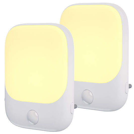 REDESS Plug-in Motion Sensor Dimmable Night Light with 5 Gear brightness adjustment Soft warm White LED night Light with Dusk to Dawn motion Sensor for Bedroom Bathroom Hallway Stairs 2 pack