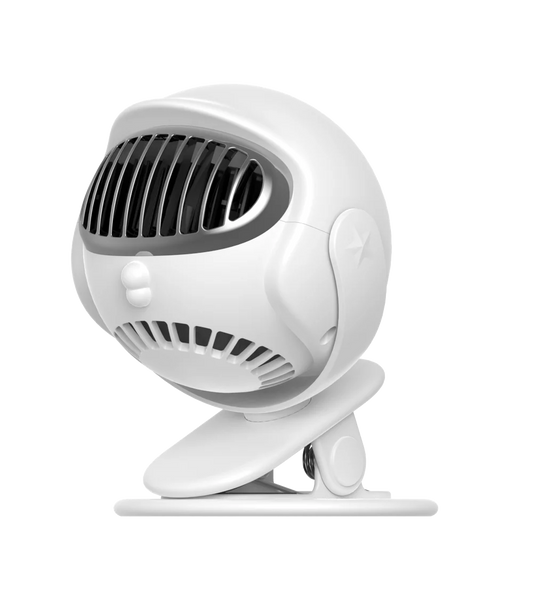 RACER Clip Fan Portable Silent Stroller Clip Fan,Bladeless Portable Desk Fan with 3 Speeds for Car Seat Crib Bike Treadmill working (natural white)
