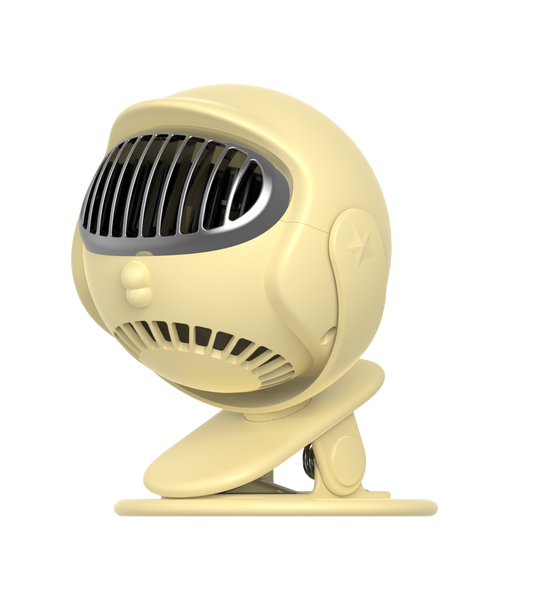 RACER Clip Fan Portable Silent Stroller Clip Fan,Bladeless Portable Desk Fan with 3 Speeds for Car Seat Crib Bike Treadmill working (natural Yellow)